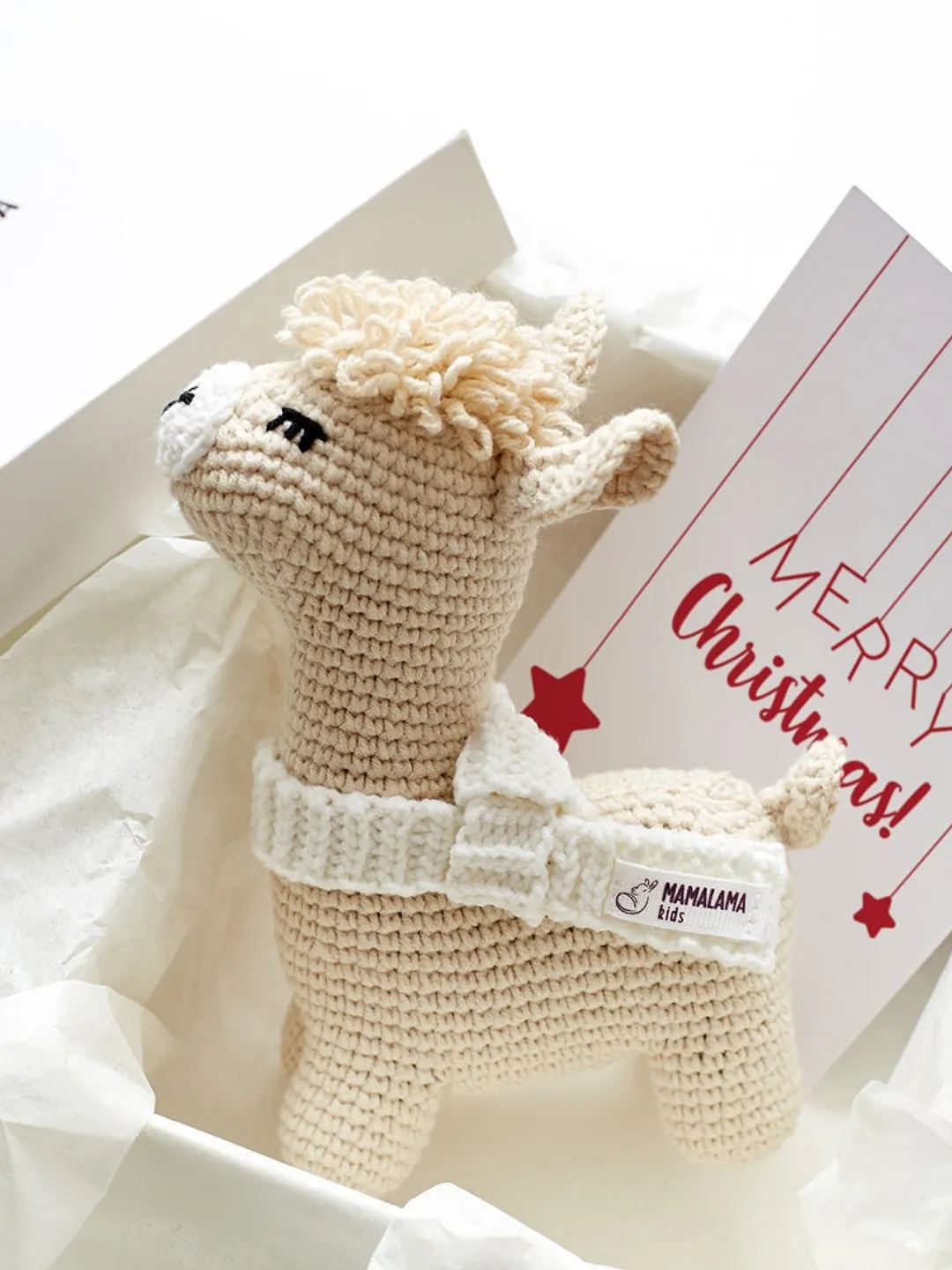 Merry Christmas llama crochet gift box friend baby mother father parent kid Cute decoration alpaca nursery plush toy baby first Christmas