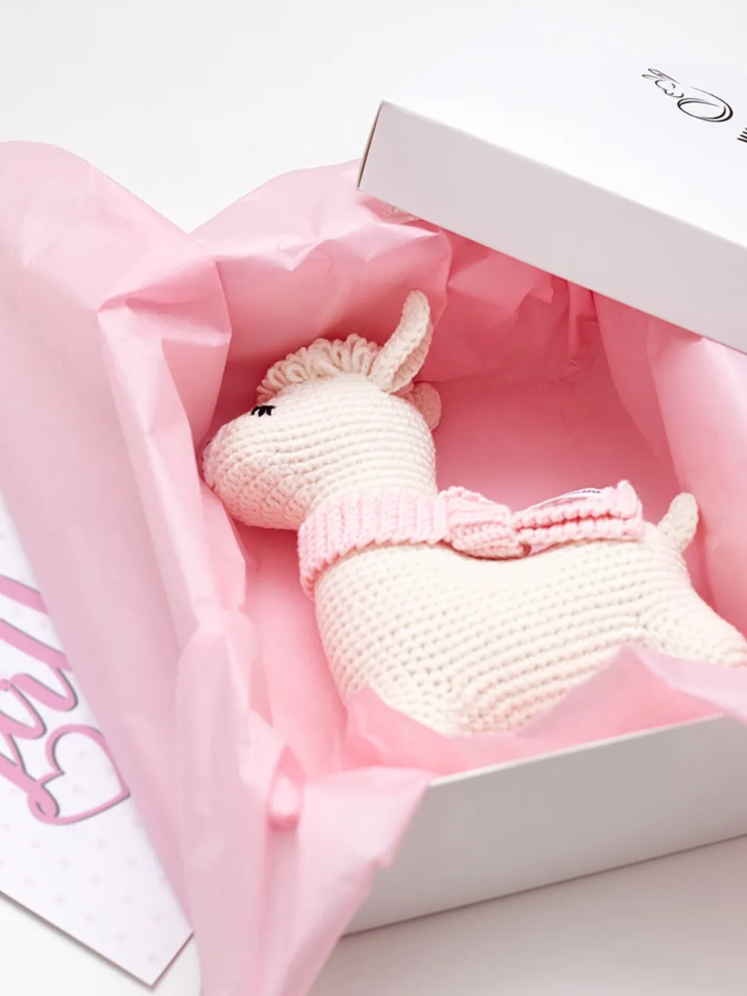 Congrats on pregnancy gift sweet crochet llama toy It's a girl baby pregnancy box Expecting parents gift idea