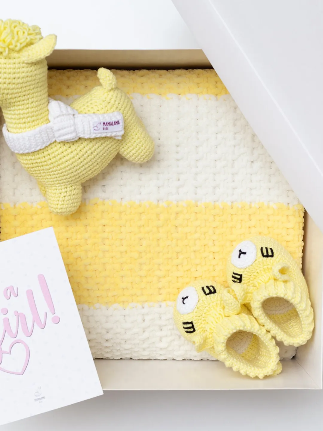 Pregnancy gift basket for baby girl expecting mom New baby baptism congratulations set Baby girl shower decor Baby yellow photo props bootie