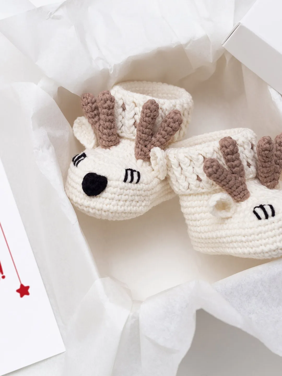 Christmas new mom gift baby sweet crochet deer booties Pregnancy Christmas announcement basket Expecting on Christmas baby congrats reveal