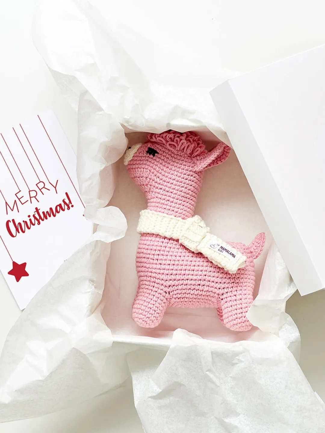 Christmas baby crochet toy llama decor gift Sweet alpaca plush baby toy Christmas present for new mom Sweet nursery decor