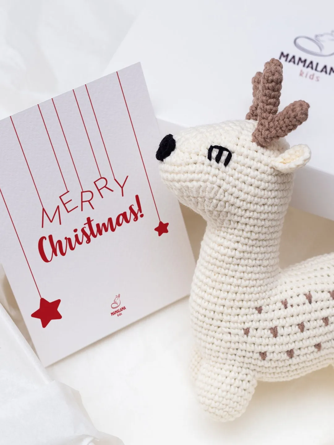 Baby Christmas gift Pregnancy newborn congratulations first Christmas basket Crochet deer toy New baby nursery parents reveal