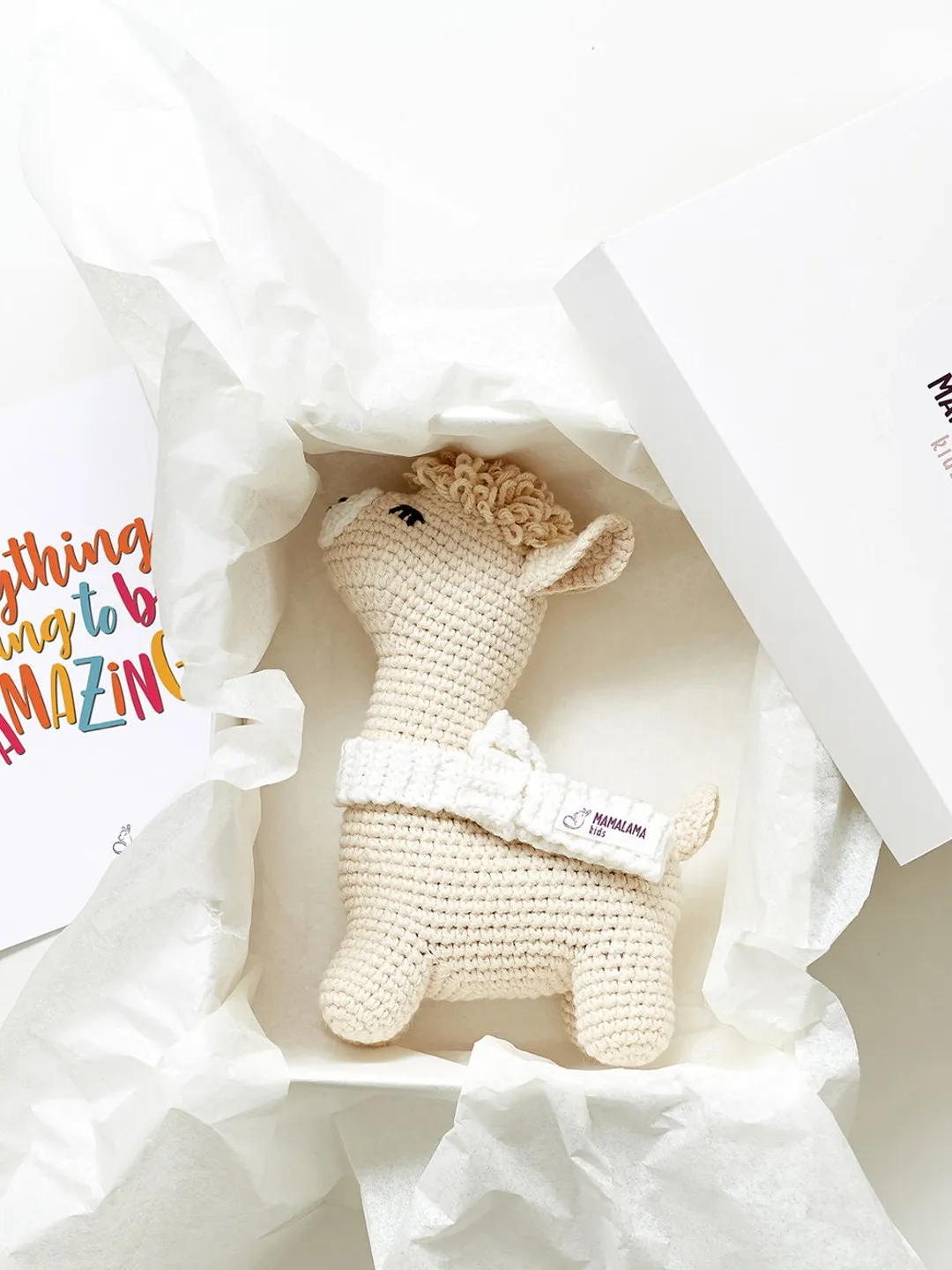 Cheer pregnancy up gift box Support from friend gift idea Crochet llama toy box Expecting gift for mom to be New baby reveal lift up gift