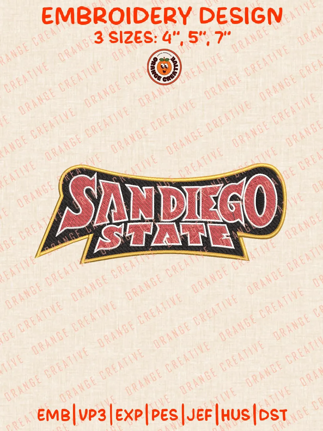 San Diego State Logos Embroidery Design Files, NCAA San Diego State Aztecs Logos Embroidery Designs, Machine Embroidery Files, 4 Sizes, Custom Sizes