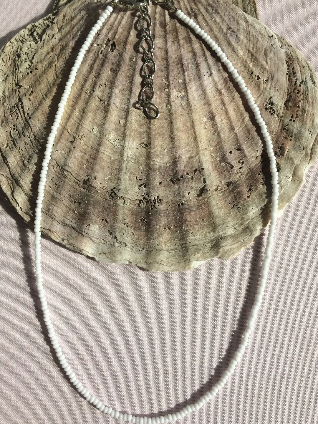 White Beaded Necklace Seed bead necklace White choker Boho necklace Mom christmas gift Gift for her Birthday, y2k beaded necklace