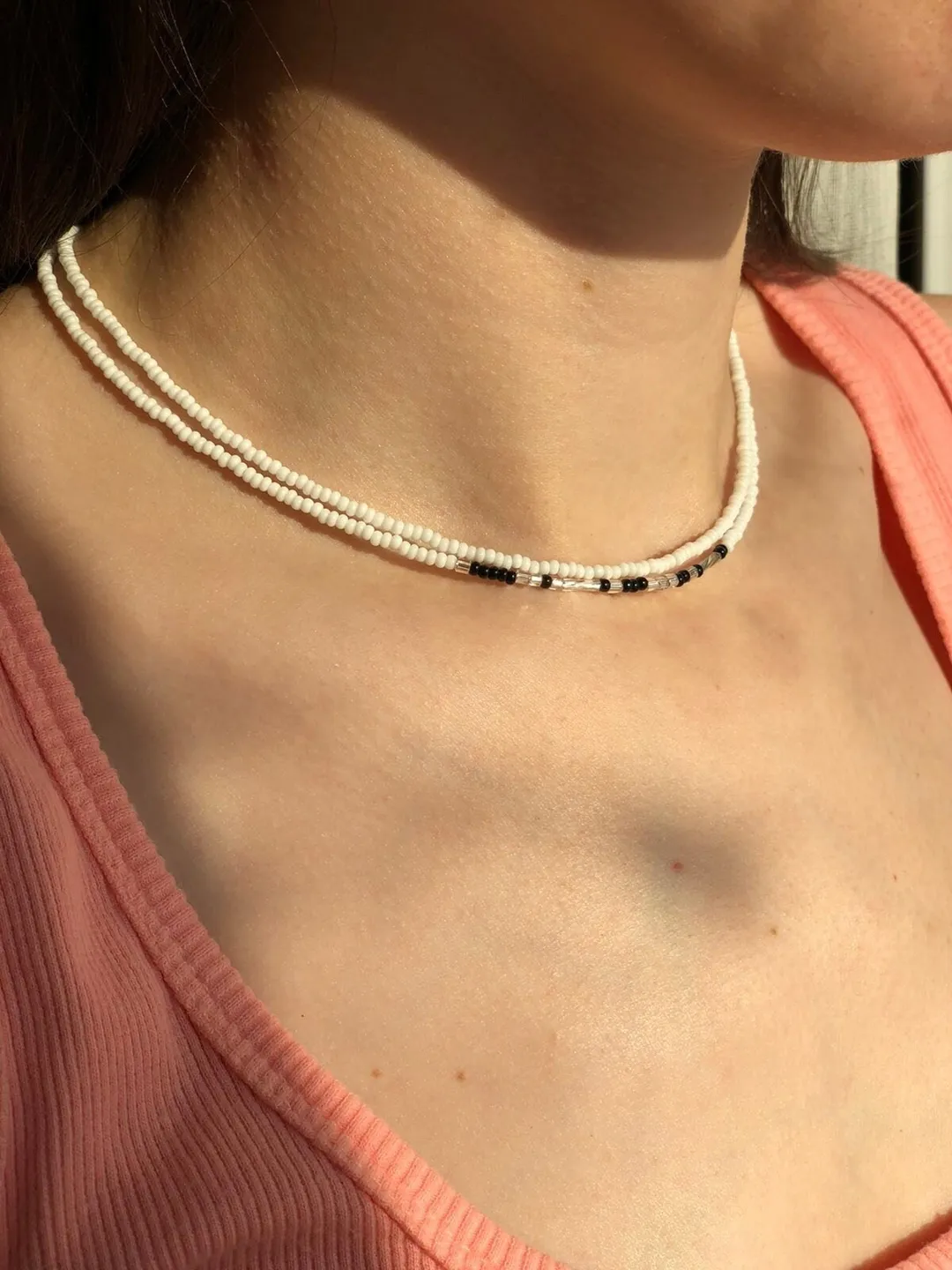 Layered beaded necklace set Gift white set necklace Minimalist necklaces Necklace christmas Necklace boho White chokers Trendy necklace set