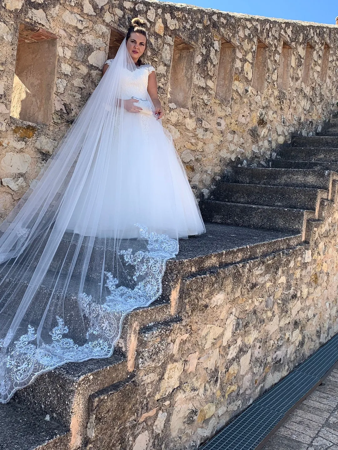 Cathedral veil with sequin aplique, Cathedral Wedding Veil, Bridal Veil Ivory, Wedding Veil Long, Wedding Veil, Silk Tulle Veil, Bridal Veil