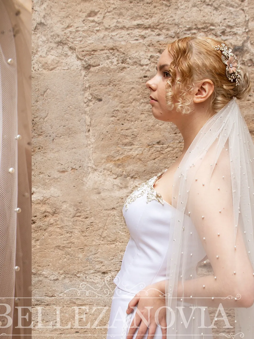 Modern Fingertip Veil Ivory Wedding Veil Single Tire Veil Simple Veil Single layer Veil Pearl Wedding Veil wedding veil Chapel bridal Veil