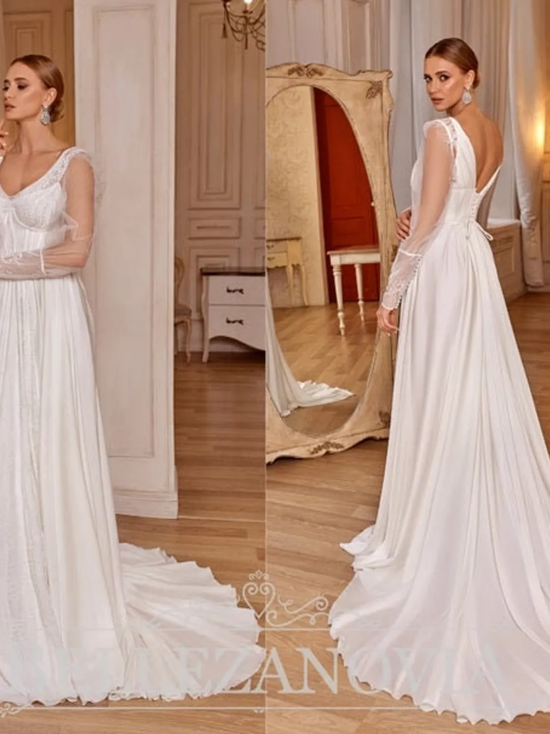 Vintage wedding dress Sleeve wedding dress Simple wedding dress Boho wedding dress Rustic wedding Gown Bohemian Gown Vintage Bridal Gown