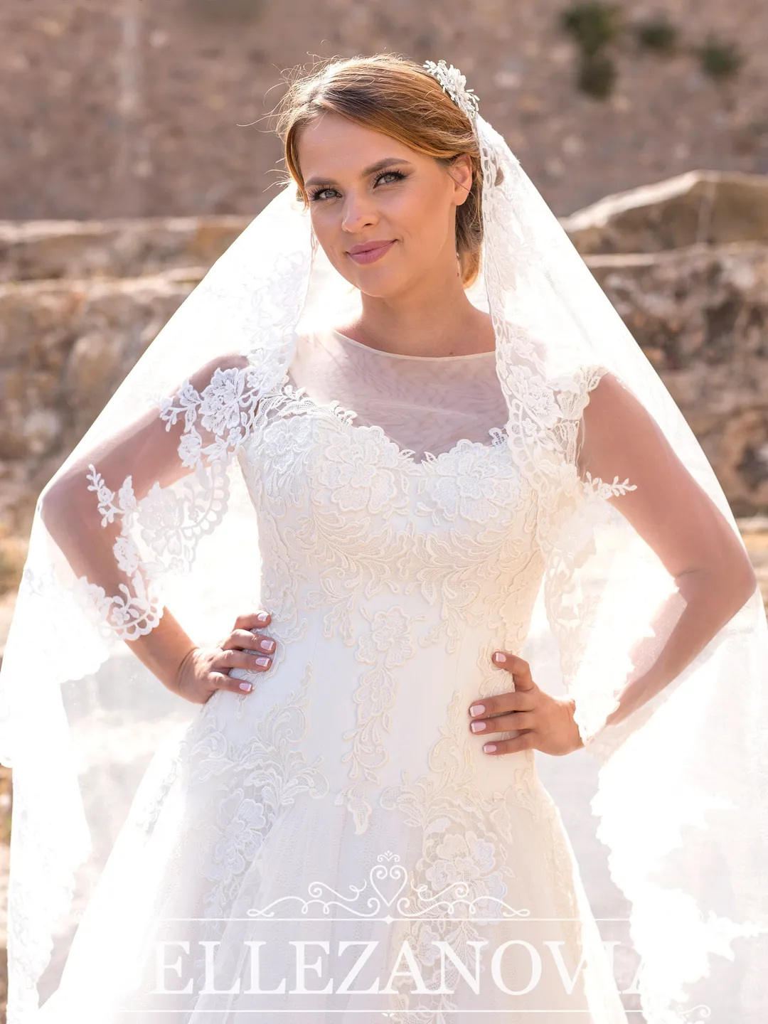 Waltz Bridal Veil / Floor Long Lace Veil / Boho Veil New collection / 1 Layer Veil / Floral Lace Edge / Flower long veil / Lace veil 00170.1