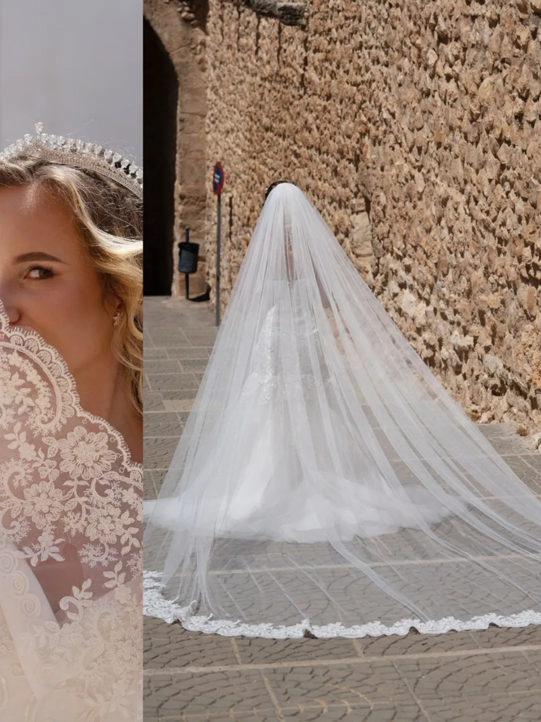 Royal wedding veil Cathedral Bridal Veil Lace Long Veil One Tier Veil Bridal Veil Crystal Wedding Veil Single Tier Veil Mantilla - 90055.2