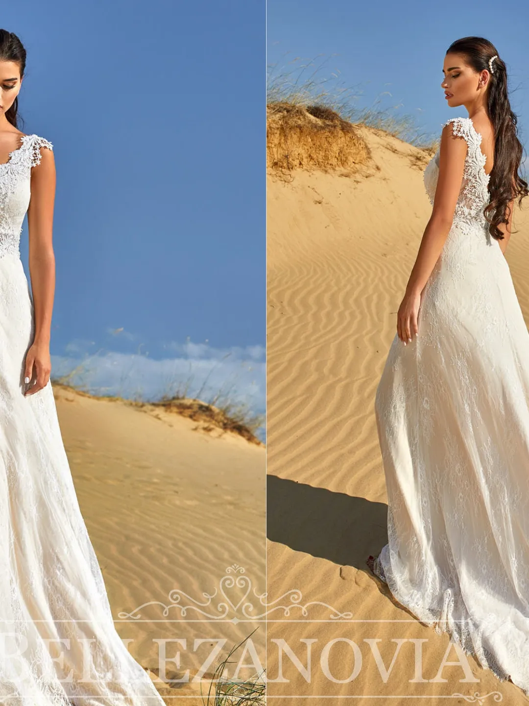 sachin and babi light blue dress Beach Boho Wedding Dress Puff Sleeve V Neck Bridal Gown main image 1