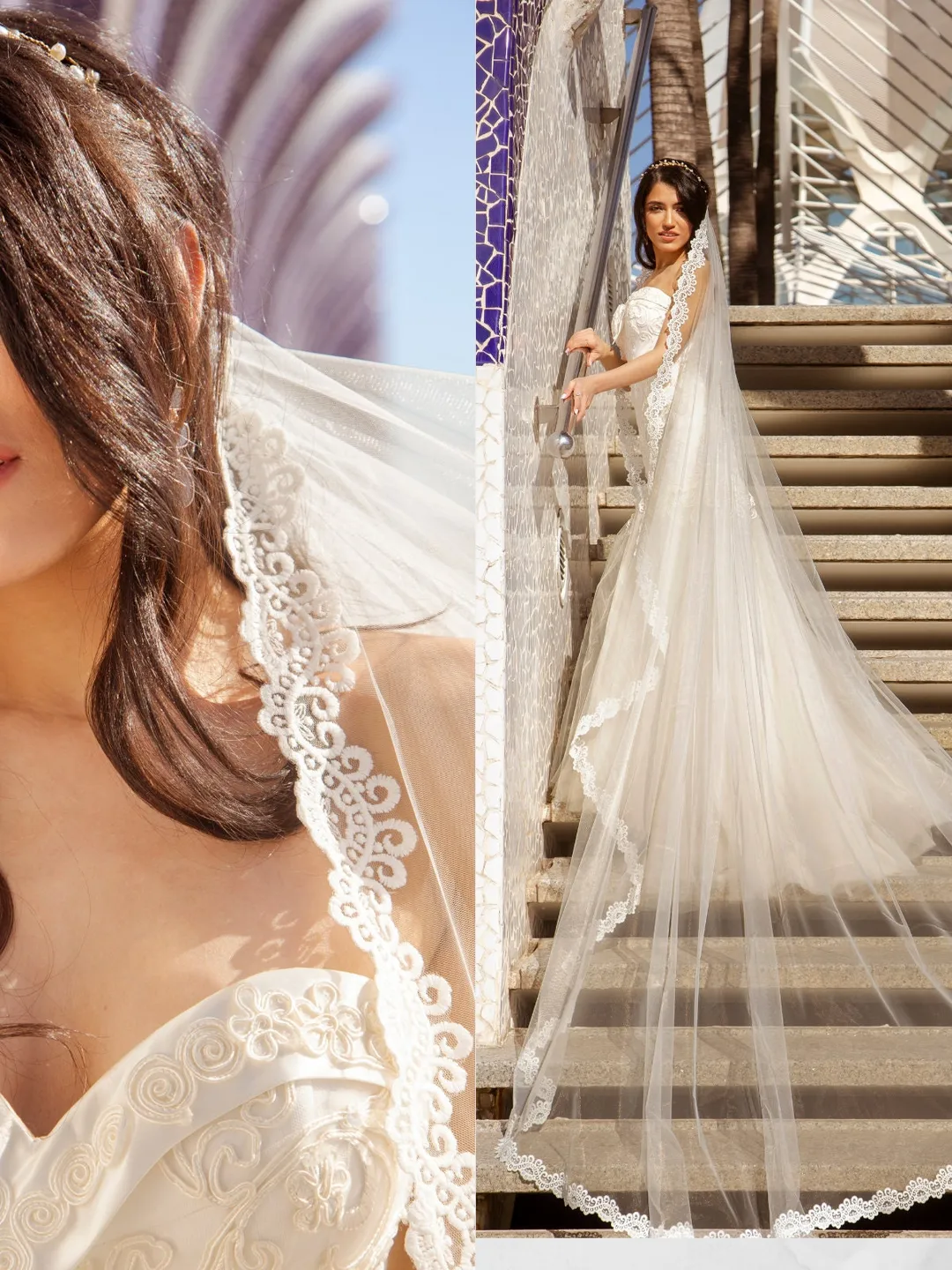 Cathedral wedding veil Long Bridal Veil Lace One Tier Veil Bridal Veil Crystal Wedding Veil Single Tier Veil Mantilla Spanish veil 90051