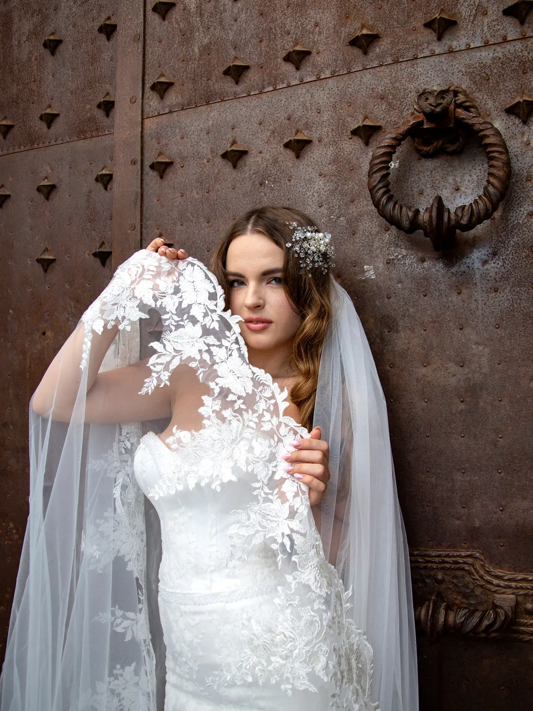 Sparkle Lace Veil Wedding Veil Floral Wedding Veil Cathedral Lace Edge Cathdral Bridal Veil Flowy Wedding Lace Chapel Bridal Veil - 90033