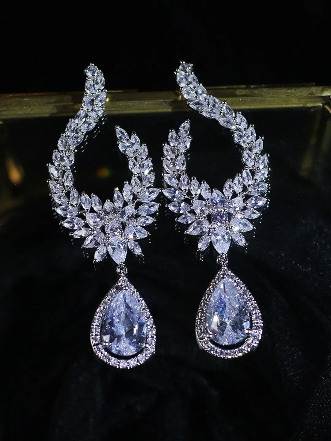 Vintage AAA Zircon Bridal Earrings Zirconia Wedding Earring For Brides Bridesmaids Accessories Women Birthday Gifts Jewelry