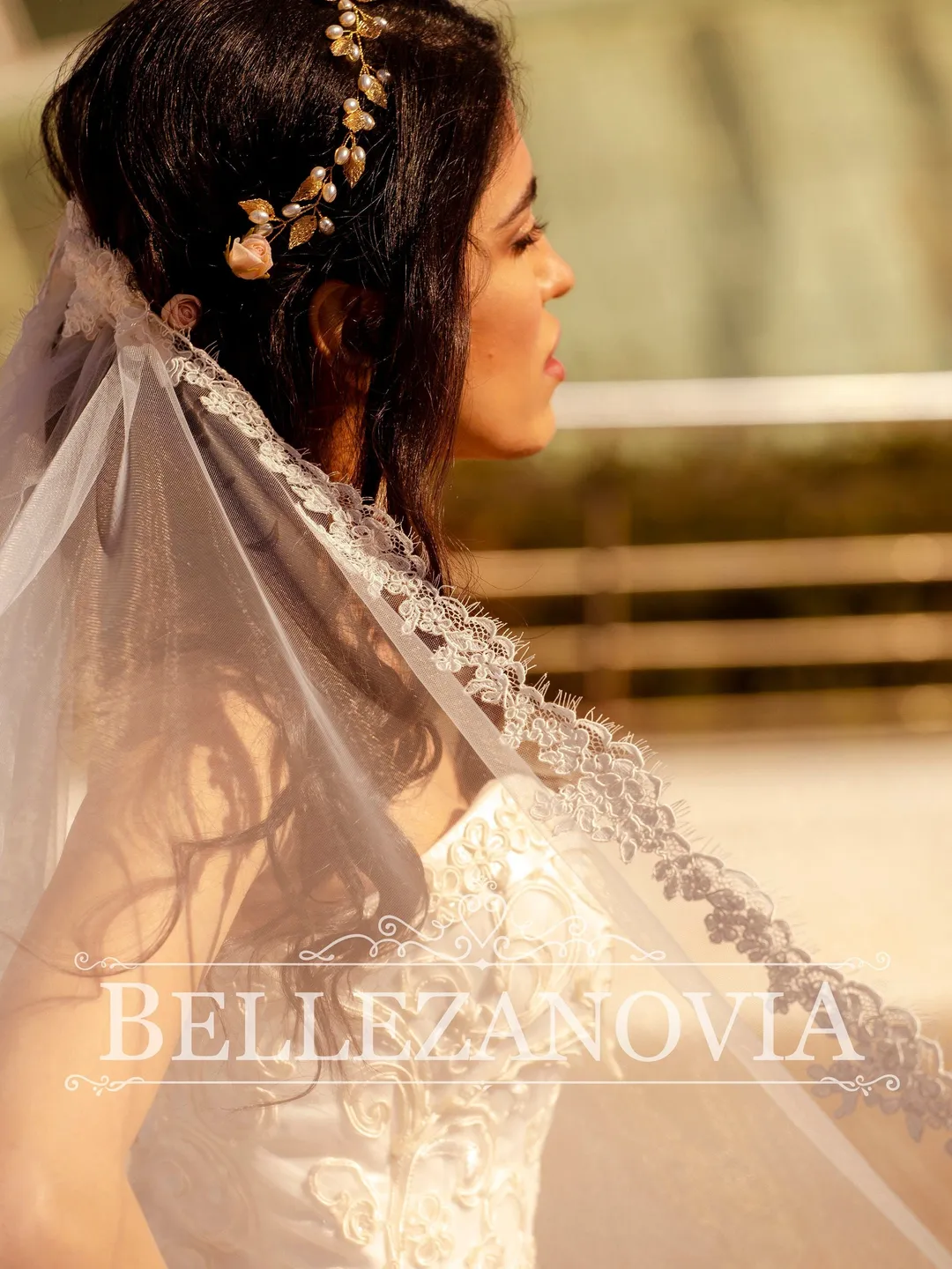 Lace Boho Wedding Veil Floral Long Veil with Lace Trim Cathedral Veil Ivory Regal Length Veil Lace Chapel Length Bridal Veil Lace Veil 90019