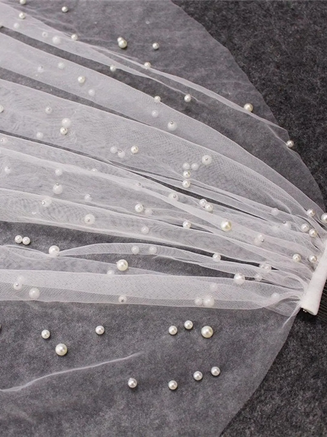 Pearl Wedding Veil wedding veil Chapel bridal Modern Fingertip Veil Ivory Wedding Veil Single Tire Veil Simple Veil Single layer Veil