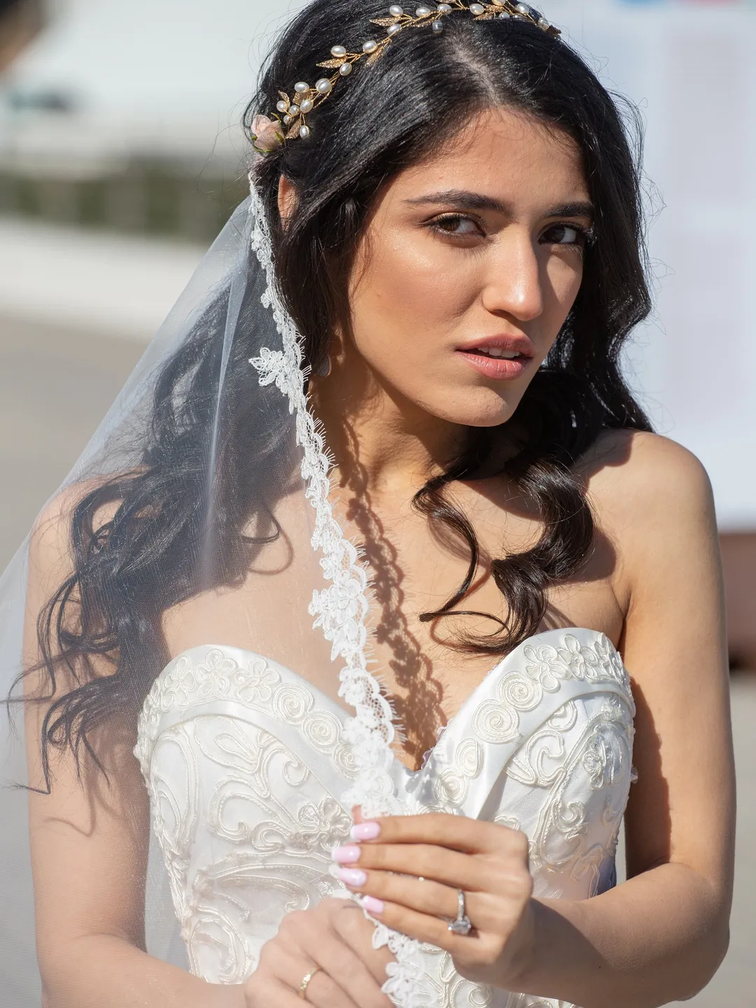 Vintage White/Ivory Lace Wedding Veil, Lace Cathedral Veil, Extra long Veil, Chapel Veil with Lace, Wedding Veil, Veil Ivory, Veil - 90019