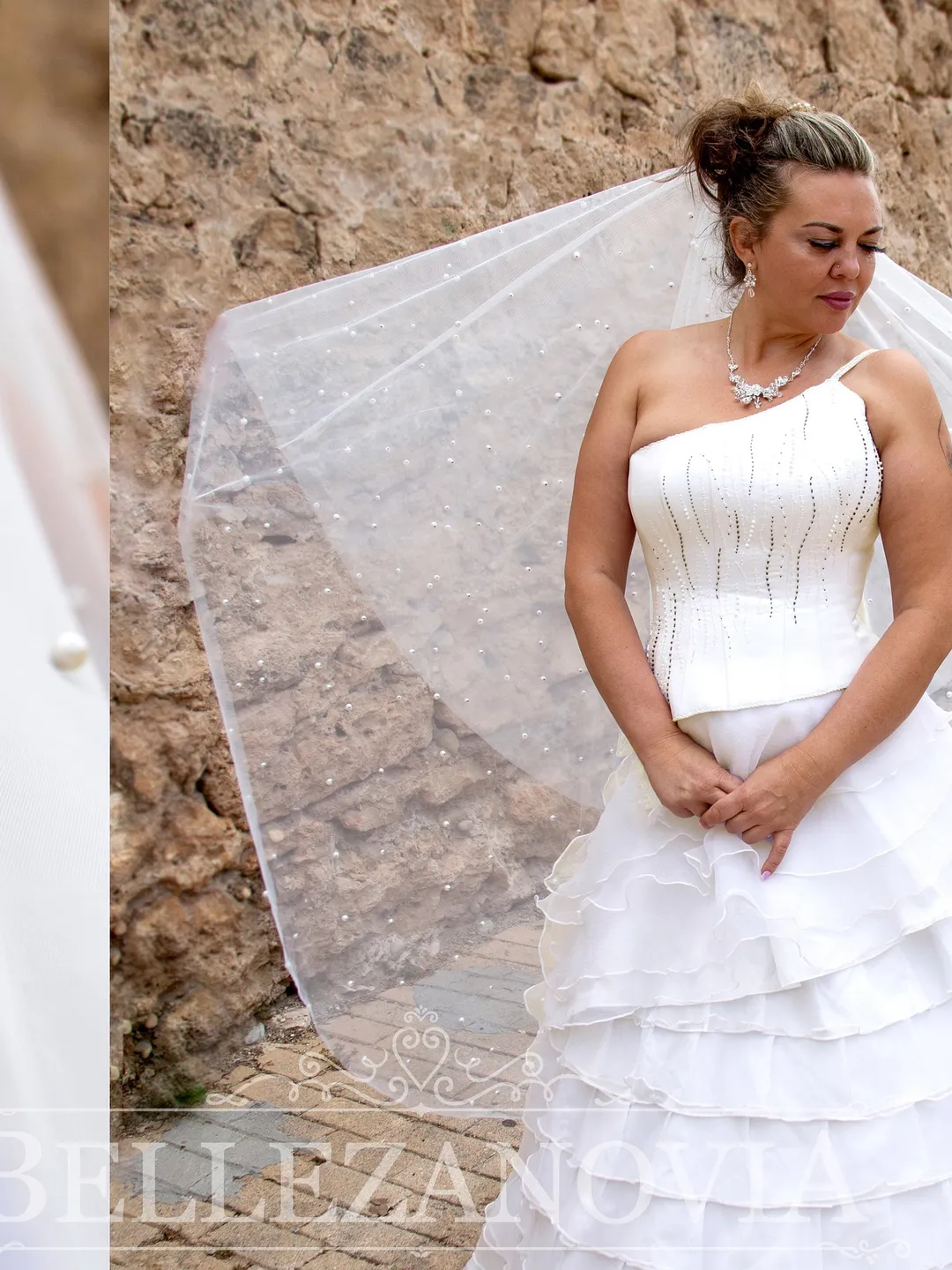 Two layers Pearl Wedding Veil wedding veil Chapel bridal Fingertip Veil Ivory Wedding Veil Single Tire Veil Simple Veil Single layer Veil