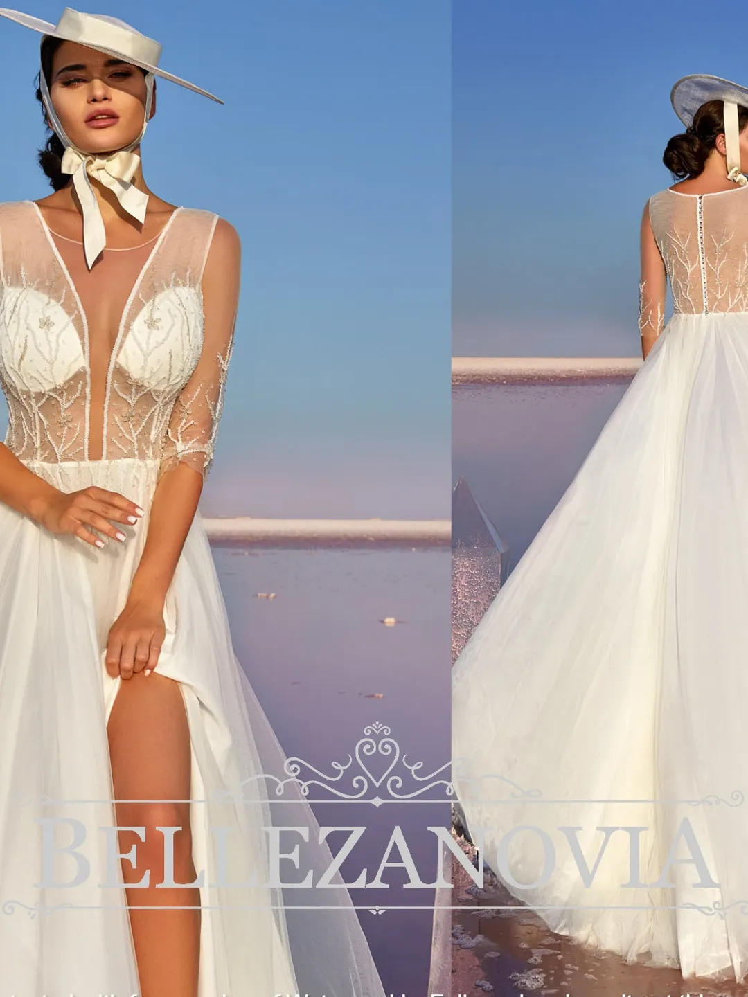 Beach Wedding Dress, Sexy wedding dress, Slit Sexy Garden Bridal Dress, Backless Wedding Dress, Elegant Wedding Dress, Unique wedding dress