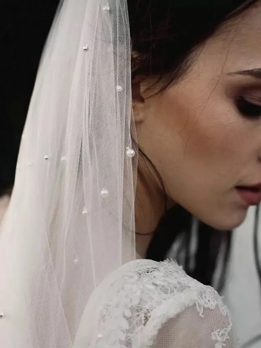 Pearl Wedding Veil wedding veil Chapel bridal Modern Fingertip Veil Ivory Wedding Veil Single Tire Veil Simple Veil Single layer Veil