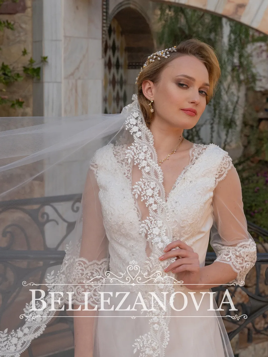 Ivory Cathedral Veil, White bridal veil, Beading lace wedding veil, Wedding Veil Lace Sequin Bridal Veil, long veil wedding - 900172