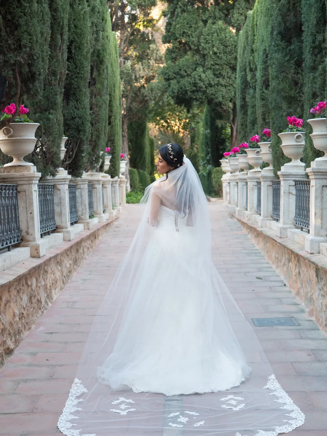 Cathedral Wedding Veil With Sequins Lace Ivory Bridal Veil Floral Lace Veil Long Length Veil Single Layer Veil Long Tulle Lace Veil 30027