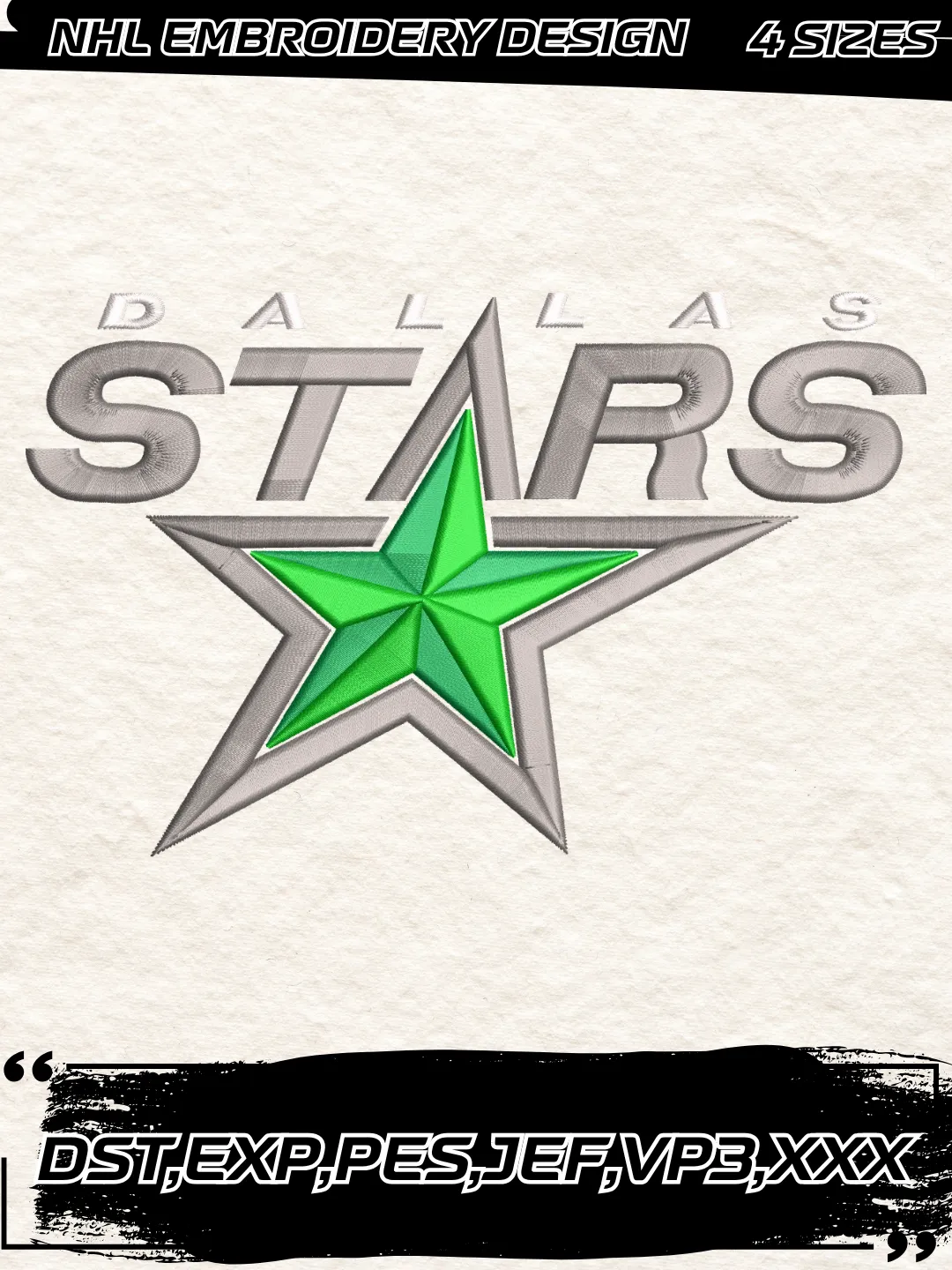 Dallas Hockey Embroidery Design-Machine Embroidery File