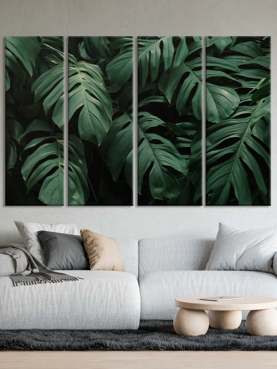 Tropical Leaf Canvas Print Monstera Leaf Print Abstract Green Leaf ...