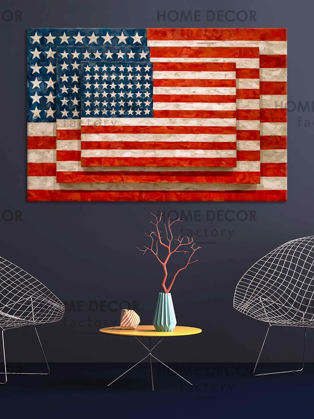 Jasper three flags 1958, Canvas Wall Reproduction art, Pop-art print, Abstract print, Art collectables, Graffiti urban art, Street Art