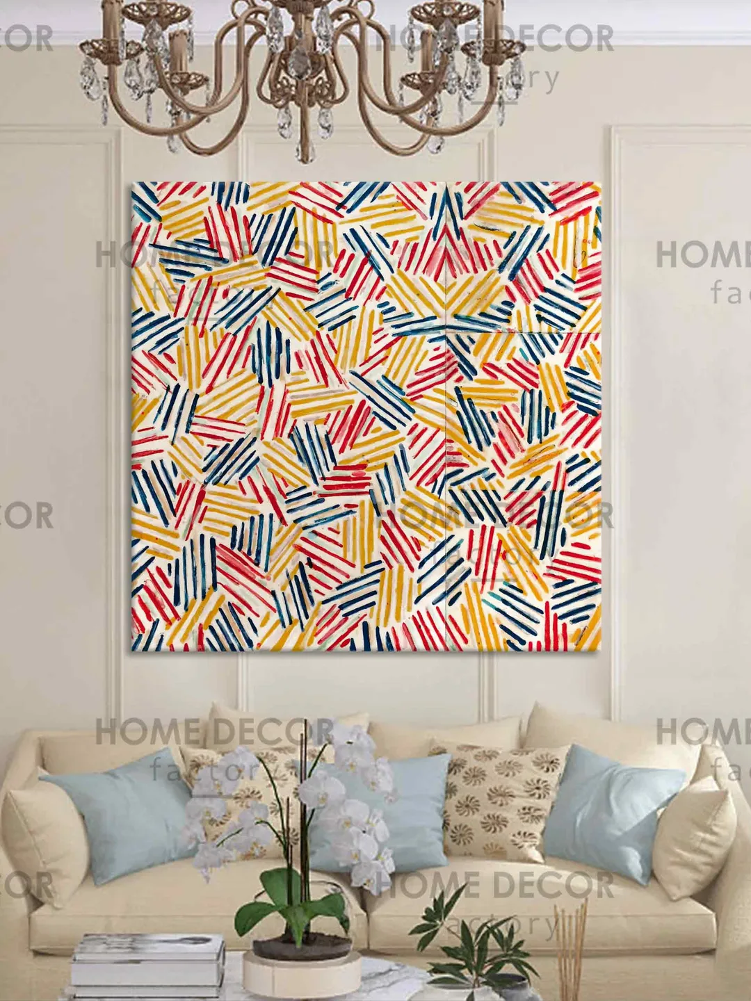 Jasper Johns Corpse Mirror, Vintage Exhibition Poster, Exhibition Poster, Color Stripes Decor, Pop-Art Canvas, Wall Art Decor, Abstract art