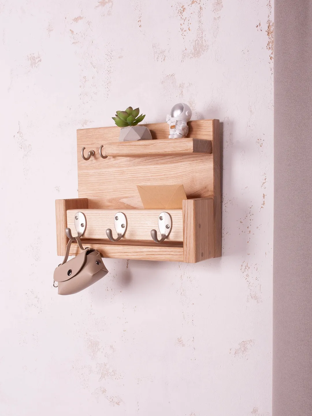 Mail Organizer Key Holder Farmhouse Decor Handmade wooden Rustic organizer Rustic Shelving Timber House warming