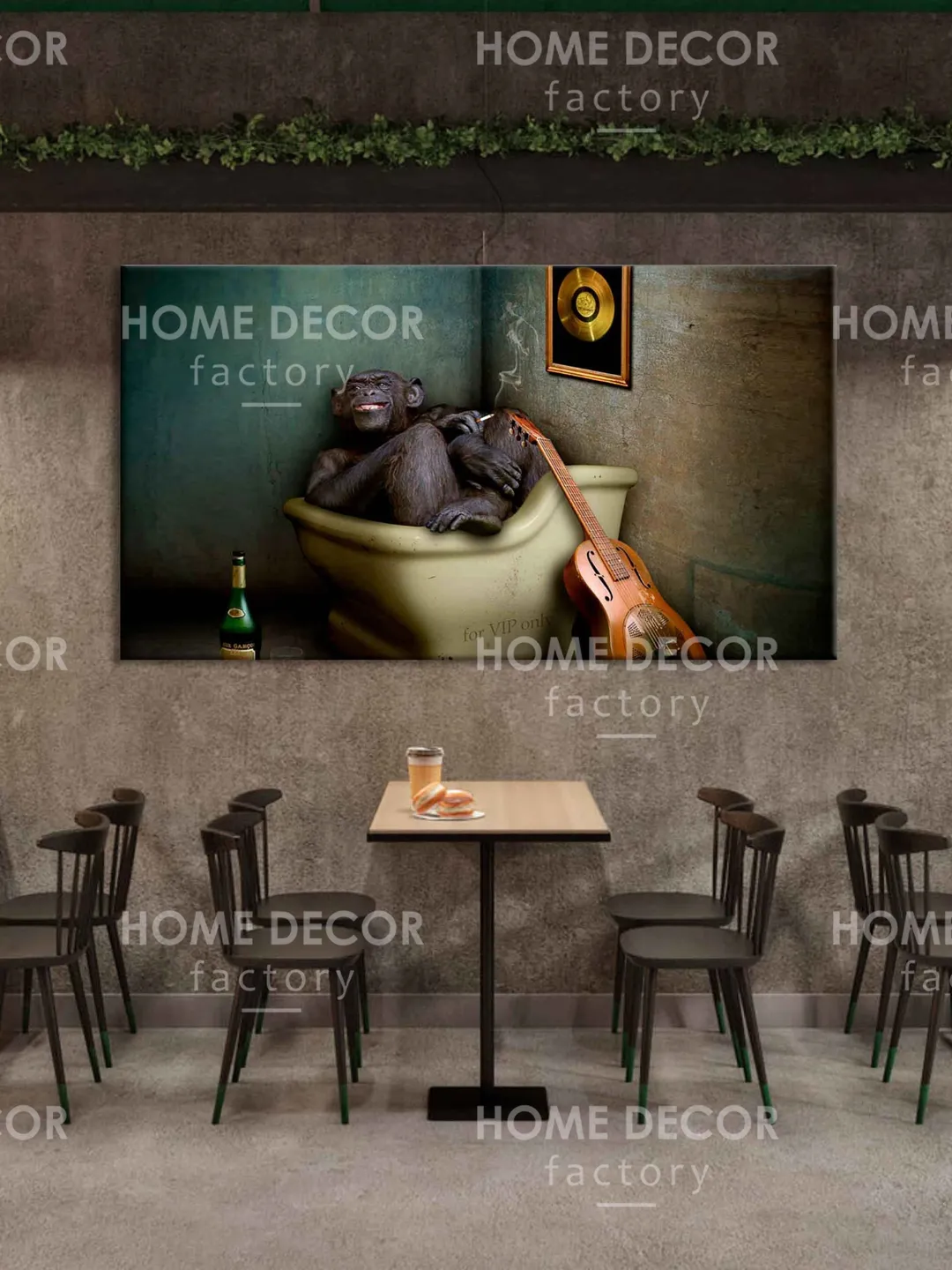 Monkey vintage print Monkey in bathroom Funny Monkey Bathroom Print Monkey wall art decor Vintage style Canvas Wall Art Pop Art print Framed