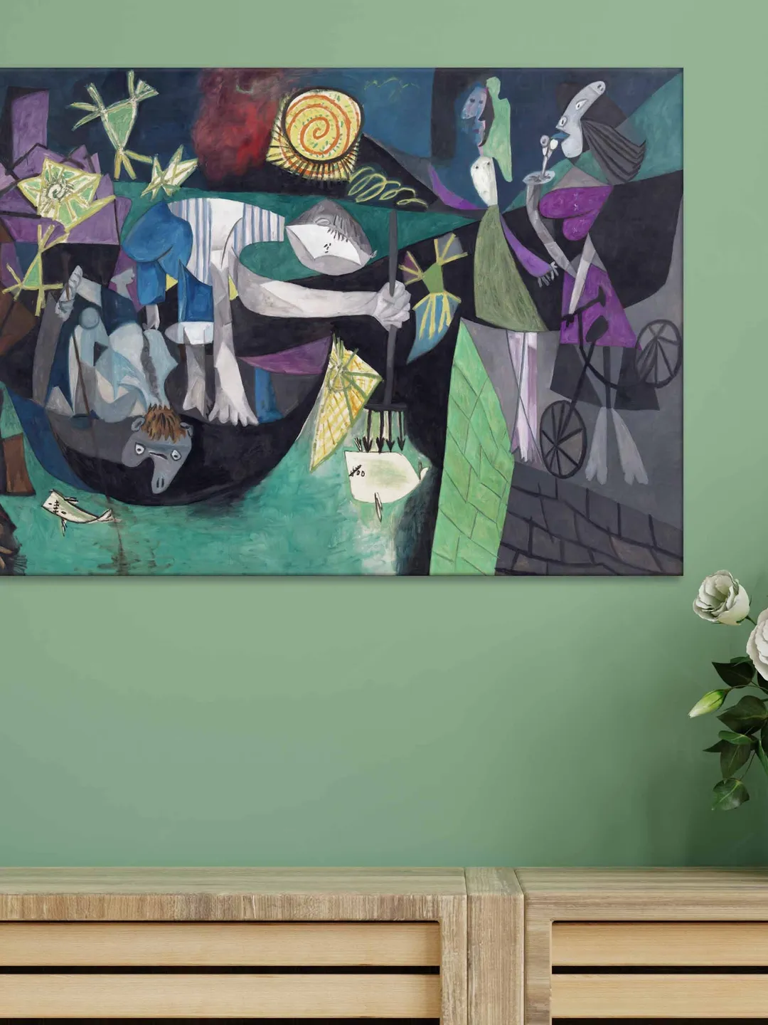 Pablo Picasso Night Fishing at Antibes fine reproduction Living Room Art Pablo Picasso Reproduction print Exhibition Poster