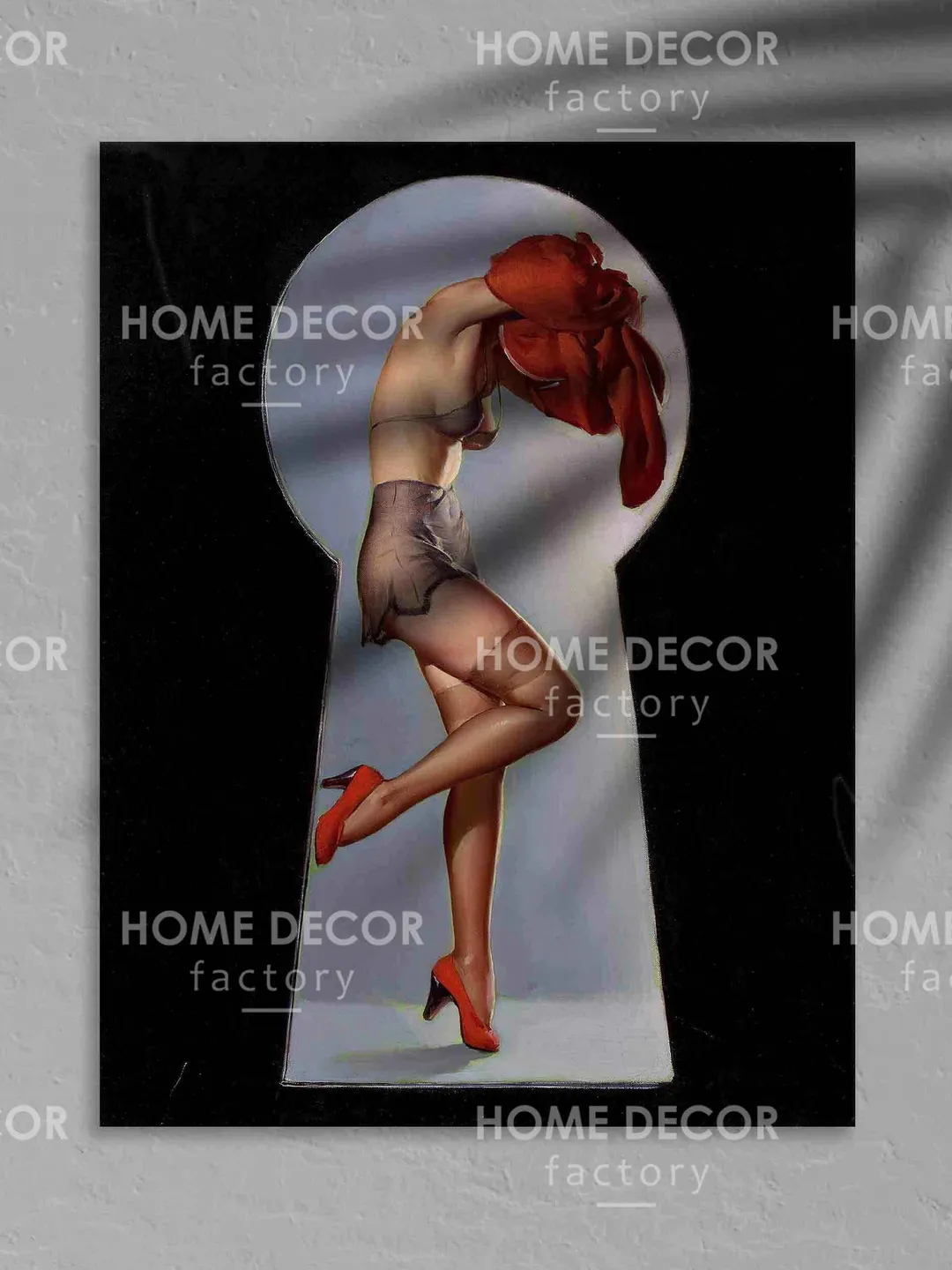 Pin Up Girl Art Print Reproduction Print on Canvas, Large Decor Pinup Rockabilly, Pin Up Girl Wall Art home decor Pin Up wall art decor