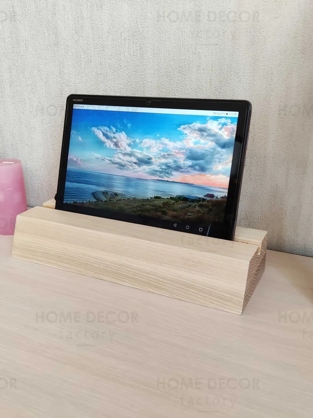 Square Holder Wooden Stand Tablet Stand Wooden Charging Station Desk Organizer Tablet holder Device in Natural Oak Wood Multi position wood