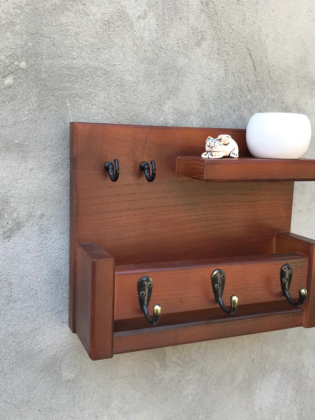 Brown wooden Mail Organizer Key Holder Farmhouse Decor Handmade wooden House warming Rustic organizer Rustic Shelving Timber Boards