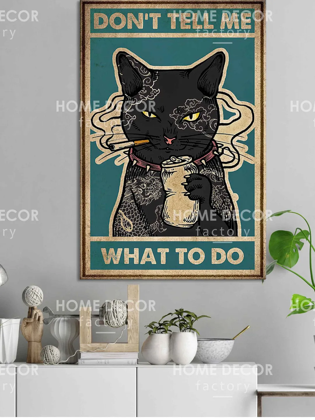 Vintage Ad Cat Poster, Don't Tell Me What To Do, Angry Cat, Wall Art Poster Print, Black cat poster, Cat lovers gift, Ready To Hang, Art