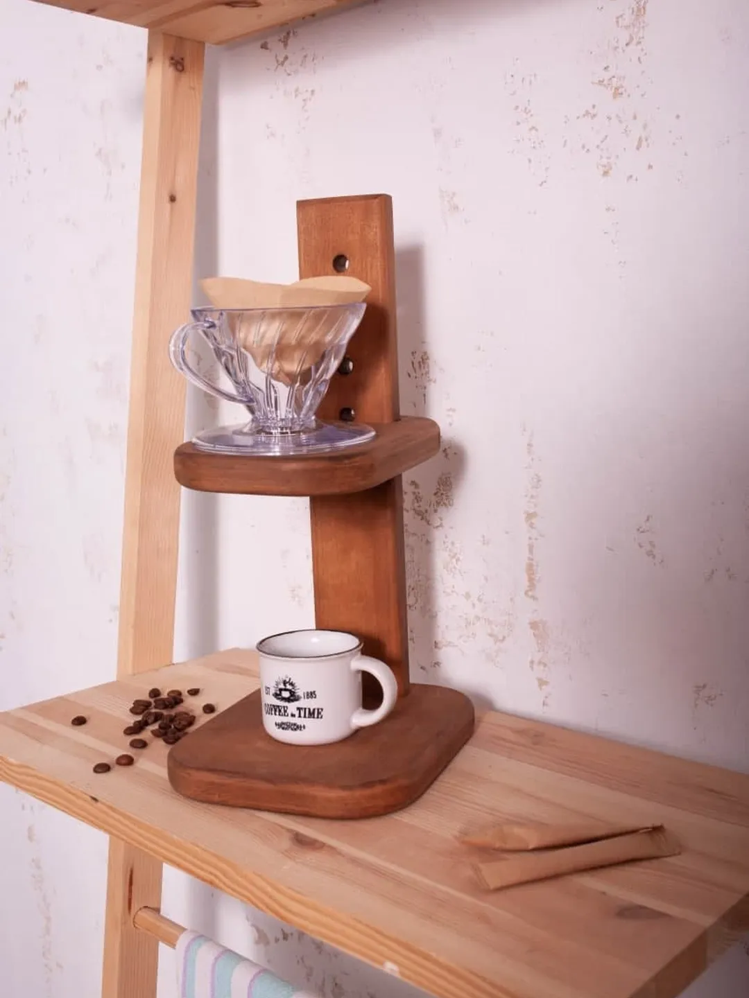 Wooden Pour Over Coffee Stand Handmade coffee drip wood stand with filter Modern Style Wooden Drip Stand Coffee Pour Over Stand Designs