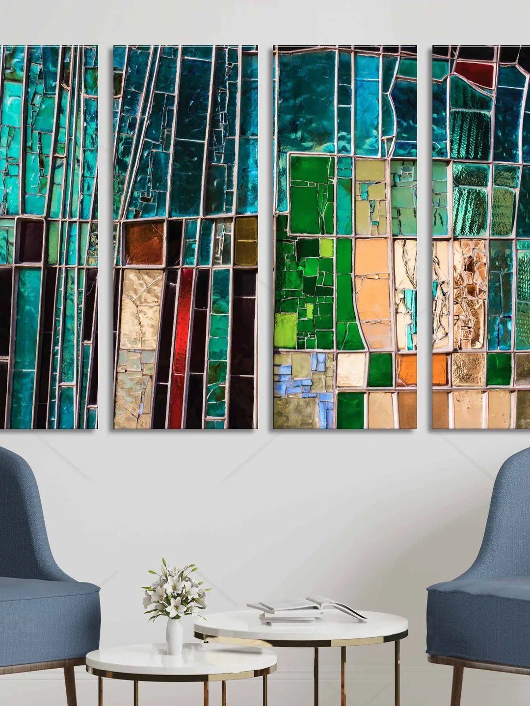 Mosaic canvas Colorful window on canvas Modern floating frame Mosaic abstract wall art Glass poster print Wall Art Print Canvas Art