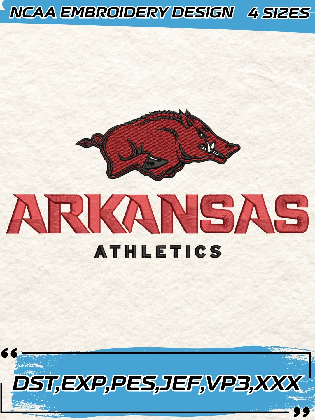Arkansas Razorbacks Alternate Logo Embroidery Design,NCAA Logo Embroidery Design,Machine Embroidery Design File,4 Sizes, Digital Download