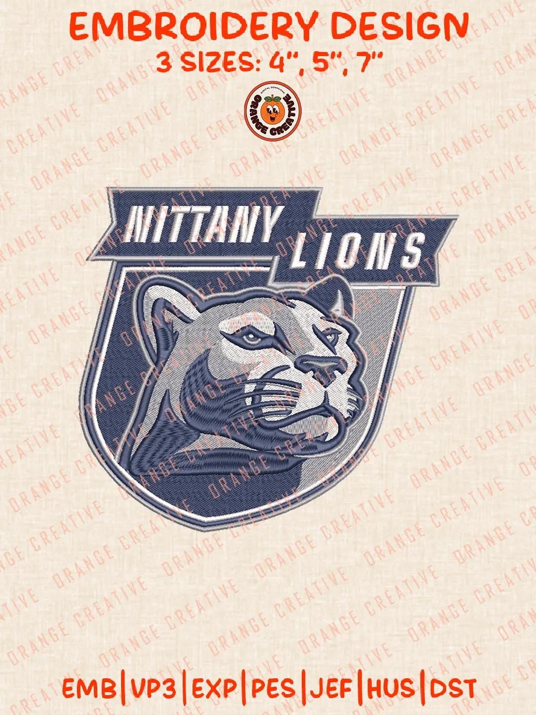 Nittany Lions Logos Embroidery Design Files, NCAA Penn State Nittany Lions Logos Embroidery Designs, Machine Embroidery Files, 4 Sizes, Custom Sizes, Instant Download