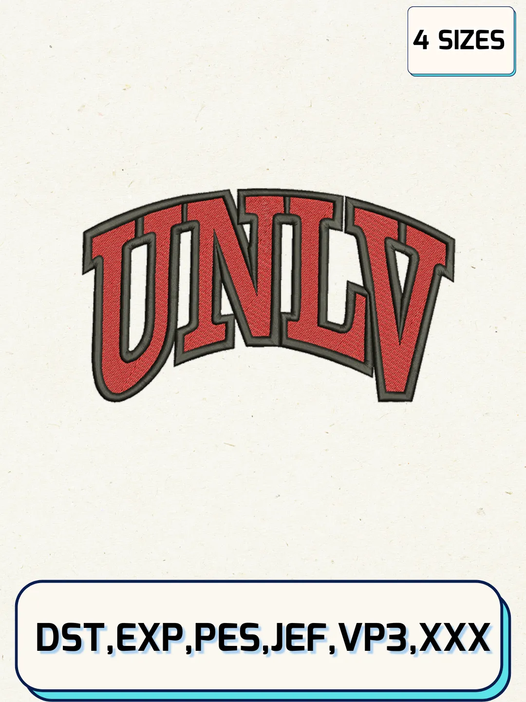 UNLV Rebels Embroidery Design Files, NCAA Logos Embroidery Designs, Machine Embroidery Files, 4 Sizes