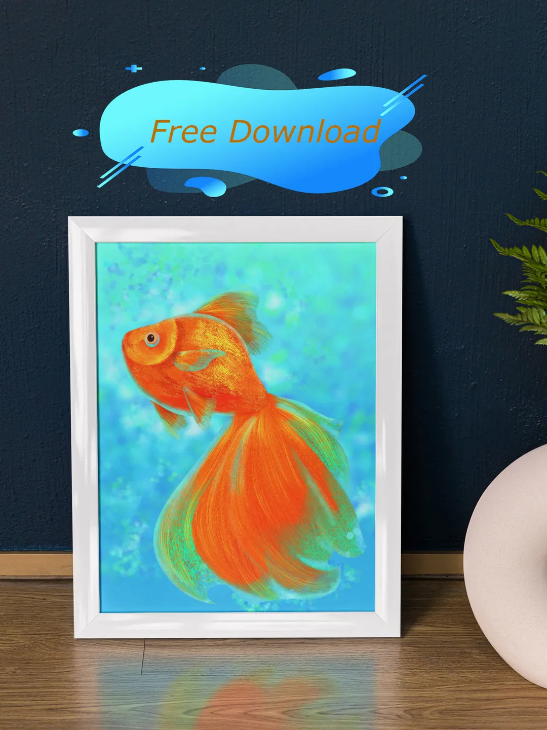 Digital art painting gold fish | Illustration hand drawing goldfish - simbol feng shui