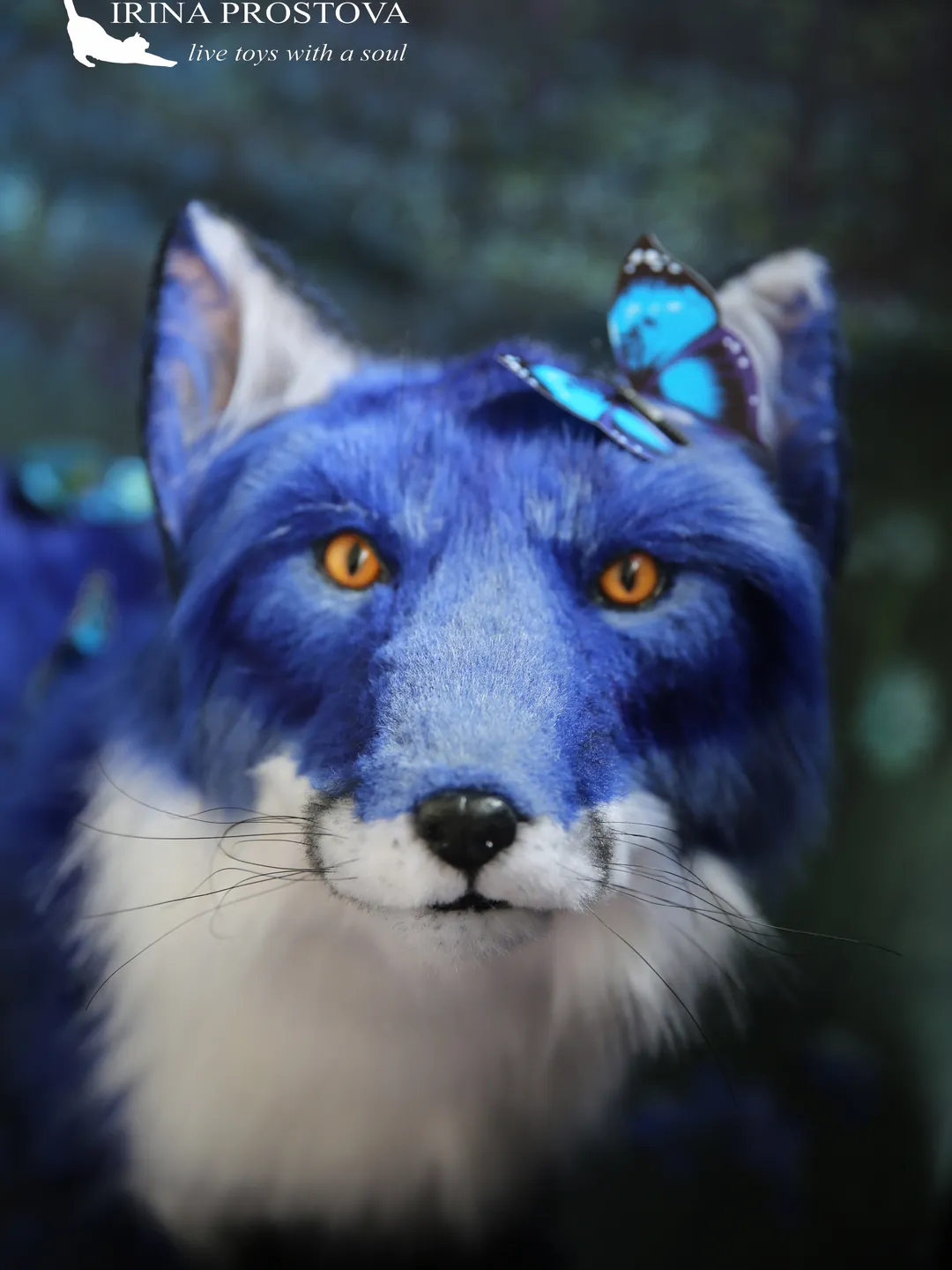 Fox realistic plush animals. Ooak toy. Blue fox stuffed toy