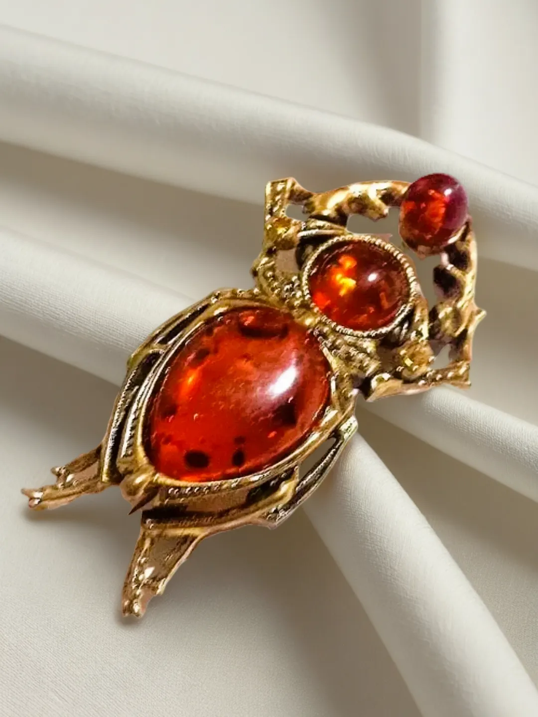 Scarab Beetle Brooch Insect Brooch Gift for Women Men Egypt Jewelry Amulet Love Luck Gold Brass Red Amber Bug Brooch pin