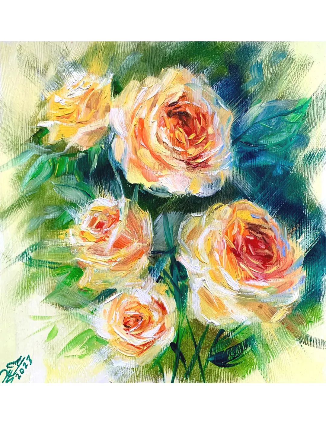 Yellow roses oil painting