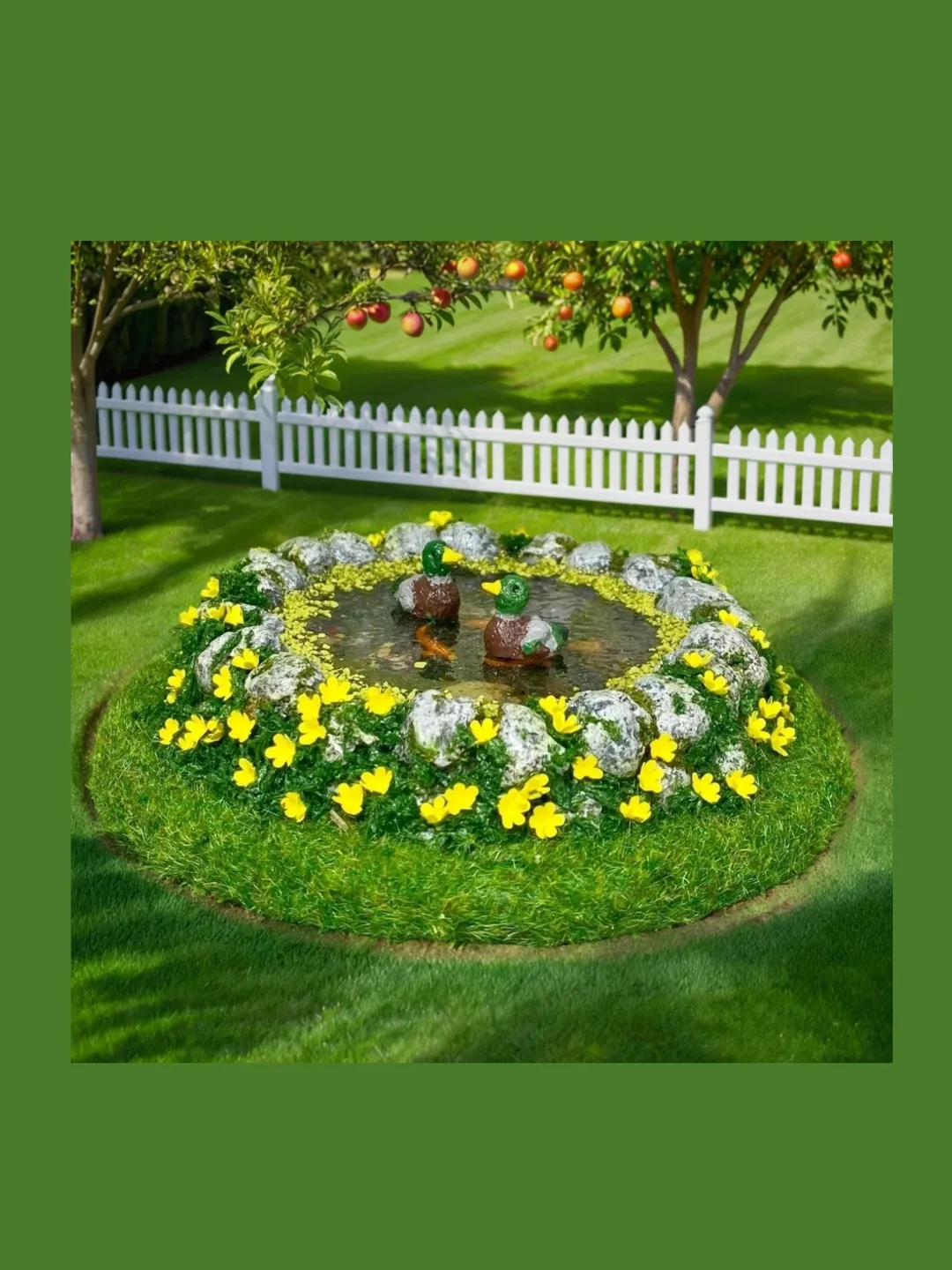 Doll Pond for the Garden. 1:12. Miniature Pond. Miniature Dollhouse. Round Pond with Ducks.