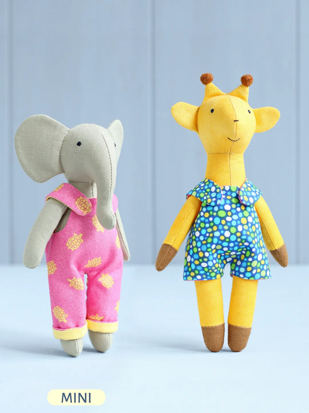 2 PDF Mini Elephant and Mini Giraffe Stuffed Animals Sewing Patterns Bundle