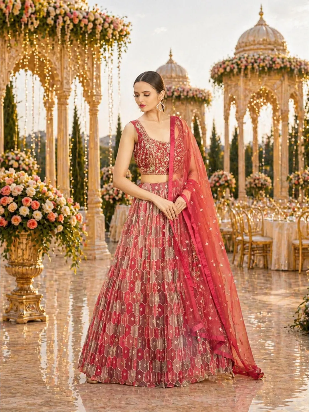 Maroon Lehenga Choli For Women: Sequin Embroidery Indian Wedding Wear Ready To Wear